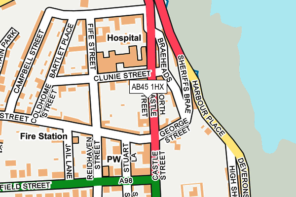 AB45 1HX map - OS OpenMap – Local (Ordnance Survey)