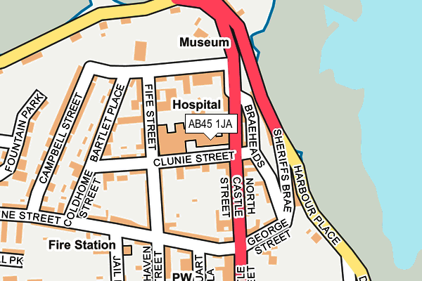 AB45 1JA map - OS OpenMap – Local (Ordnance Survey)