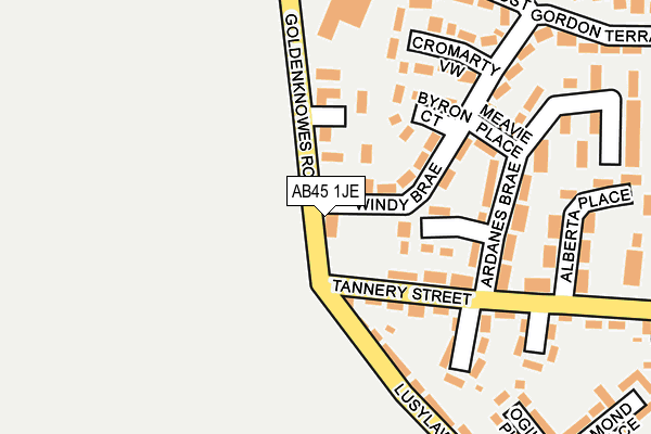 AB45 1JE map - OS OpenMap – Local (Ordnance Survey)