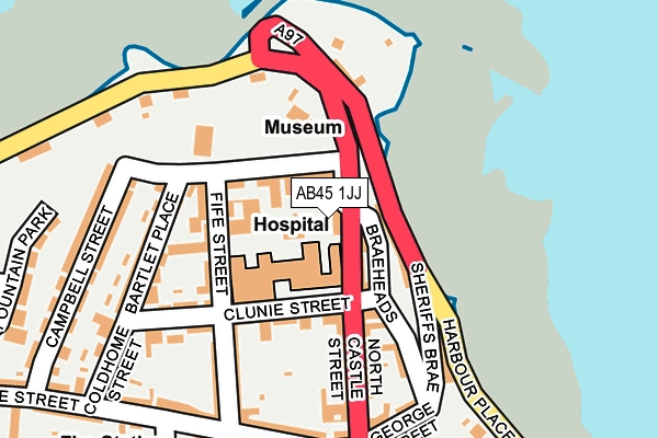 AB45 1JJ map - OS OpenMap – Local (Ordnance Survey)