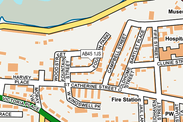 AB45 1JS map - OS OpenMap – Local (Ordnance Survey)