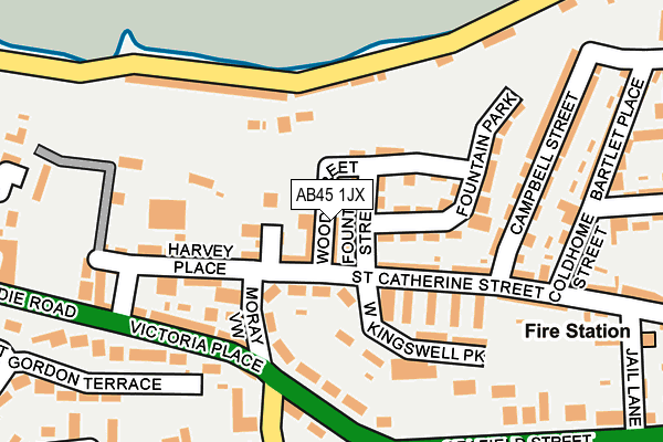 AB45 1JX map - OS OpenMap – Local (Ordnance Survey)
