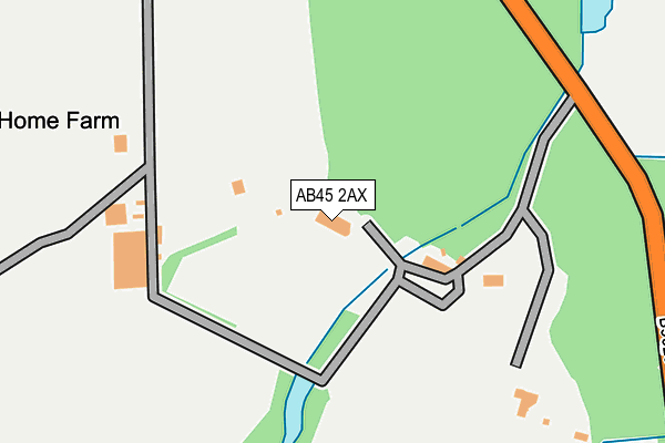 AB45 2AX map - OS OpenMap – Local (Ordnance Survey)