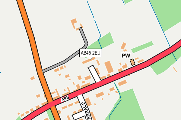 AB45 2EU map - OS OpenMap – Local (Ordnance Survey)