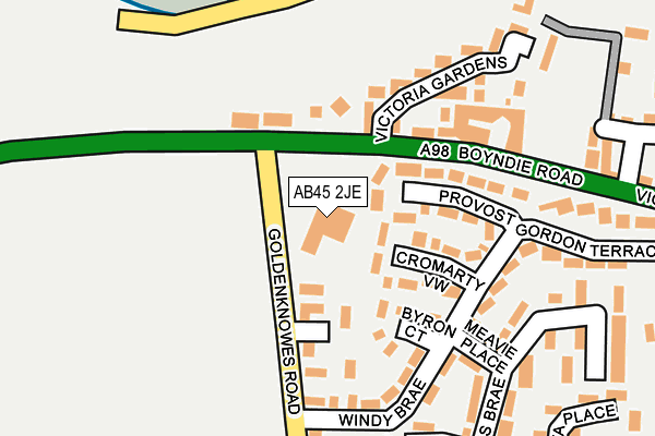 AB45 2JE map - OS OpenMap – Local (Ordnance Survey)