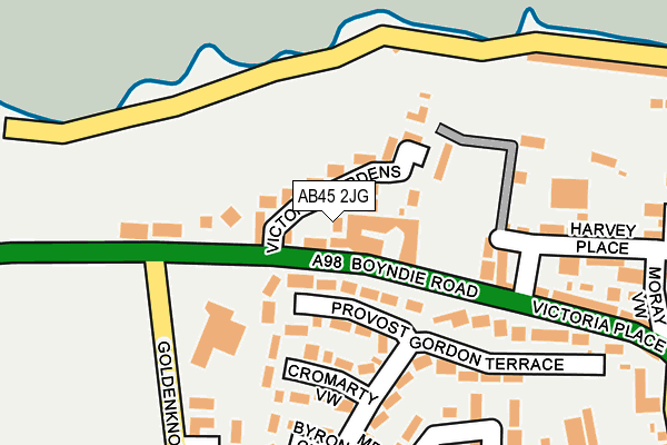 AB45 2JG map - OS OpenMap – Local (Ordnance Survey)