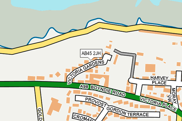 AB45 2JH map - OS OpenMap – Local (Ordnance Survey)