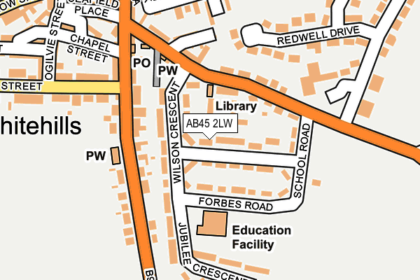 AB45 2LW map - OS OpenMap – Local (Ordnance Survey)