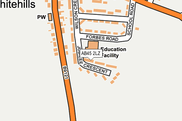AB45 2LZ map - OS OpenMap – Local (Ordnance Survey)