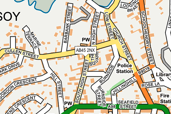 AB45 2NX map - OS OpenMap – Local (Ordnance Survey)