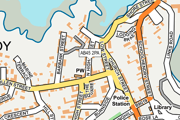 AB45 2PA map - OS OpenMap – Local (Ordnance Survey)