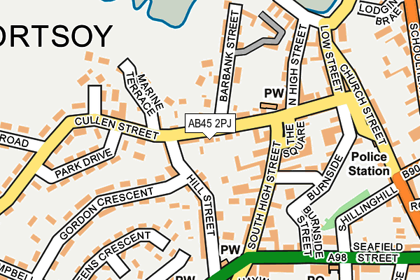 AB45 2PJ map - OS OpenMap – Local (Ordnance Survey)