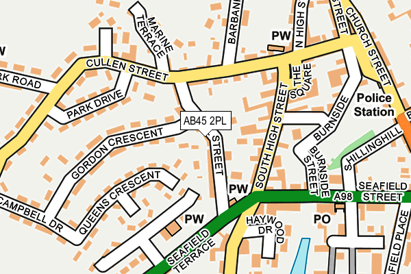 AB45 2PL map - OS OpenMap – Local (Ordnance Survey)