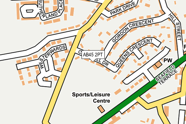 AB45 2PT map - OS OpenMap – Local (Ordnance Survey)