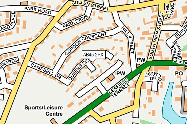 AB45 2PX map - OS OpenMap – Local (Ordnance Survey)