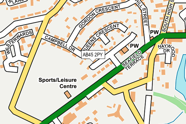 AB45 2PY map - OS OpenMap – Local (Ordnance Survey)
