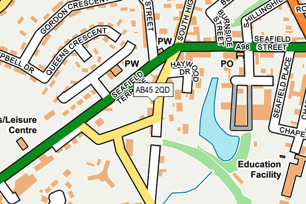 AB45 2QD map - OS OpenMap – Local (Ordnance Survey)