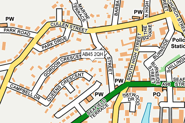AB45 2QH map - OS OpenMap – Local (Ordnance Survey)