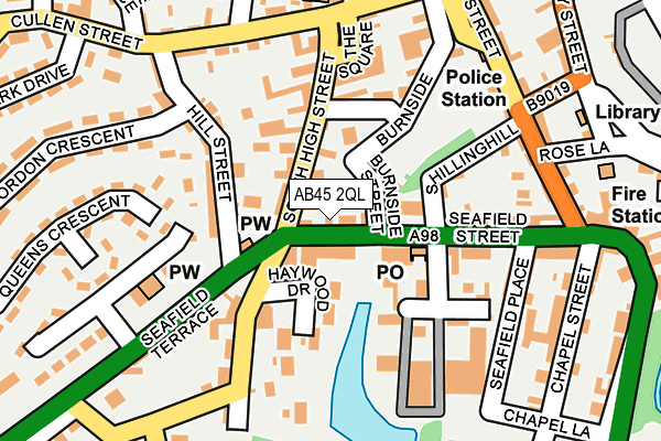 AB45 2QL map - OS OpenMap – Local (Ordnance Survey)