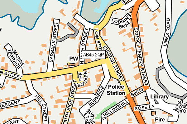 AB45 2QP map - OS OpenMap – Local (Ordnance Survey)