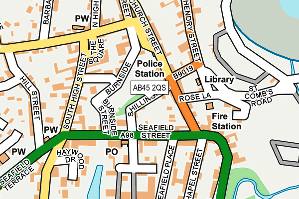AB45 2QS map - OS OpenMap – Local (Ordnance Survey)