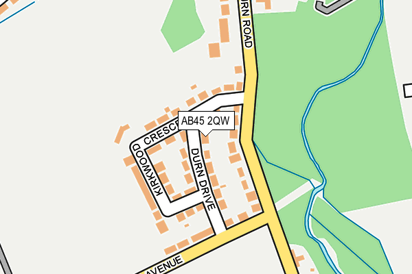 AB45 2QW map - OS OpenMap – Local (Ordnance Survey)