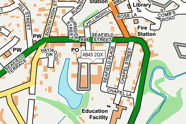 AB45 2QX map - OS OpenMap – Local (Ordnance Survey)