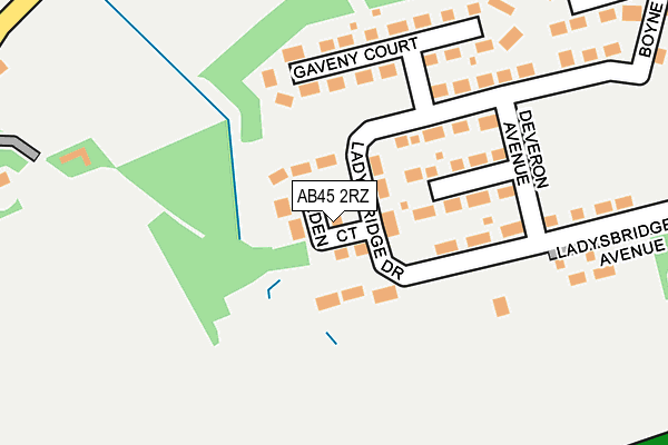 AB45 2RZ map - OS OpenMap – Local (Ordnance Survey)