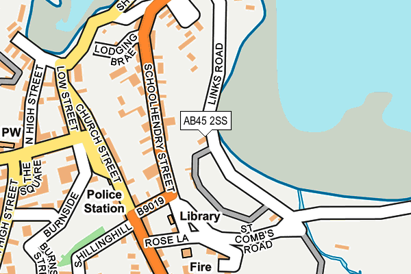 AB45 2SS map - OS OpenMap – Local (Ordnance Survey)