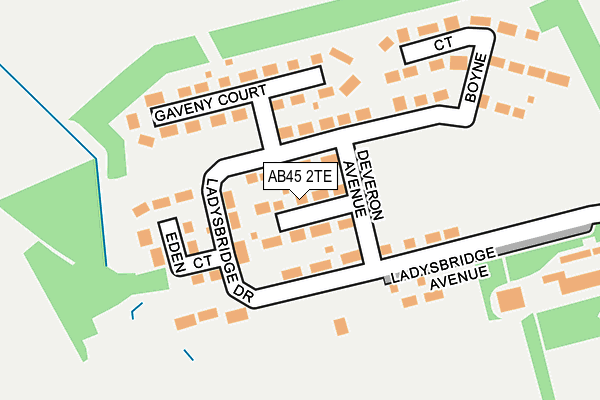 AB45 2TE map - OS OpenMap – Local (Ordnance Survey)