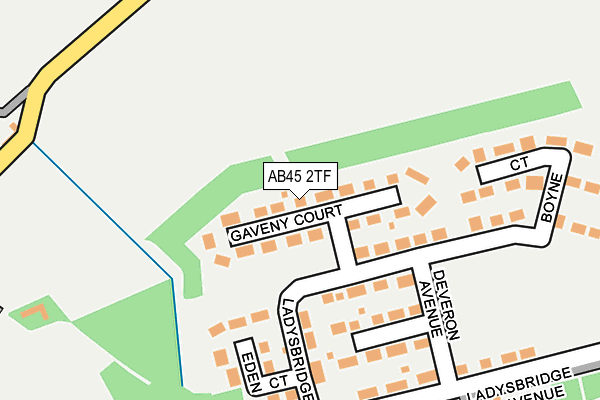 AB45 2TF map - OS OpenMap – Local (Ordnance Survey)