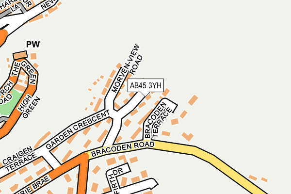 AB45 3YH map - OS OpenMap – Local (Ordnance Survey)