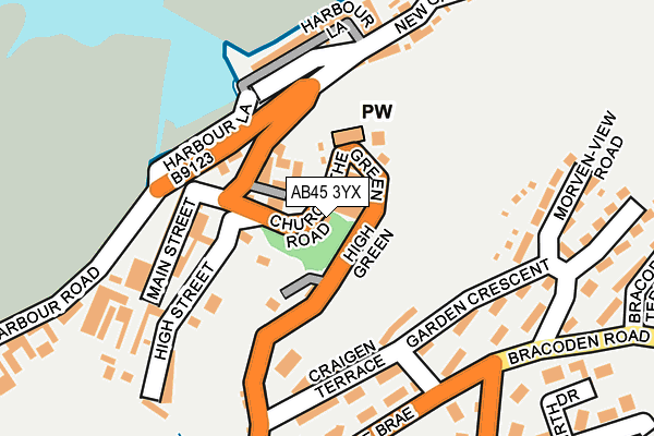 AB45 3YX map - OS OpenMap – Local (Ordnance Survey)
