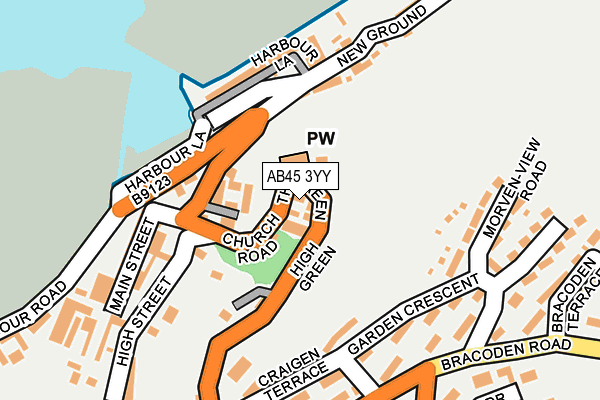 AB45 3YY map - OS OpenMap – Local (Ordnance Survey)