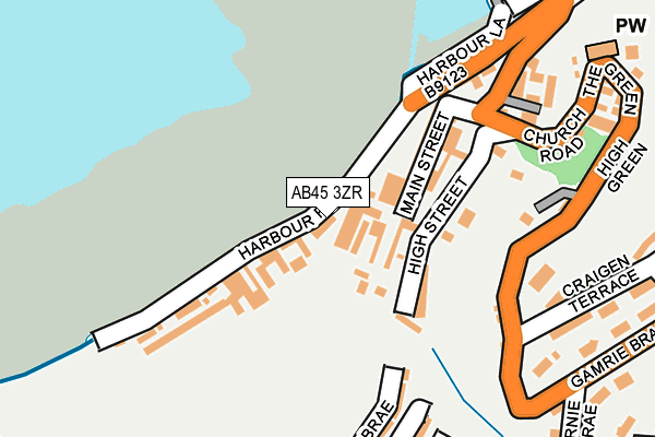 AB45 3ZR map - OS OpenMap – Local (Ordnance Survey)