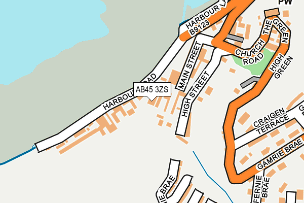 AB45 3ZS map - OS OpenMap – Local (Ordnance Survey)