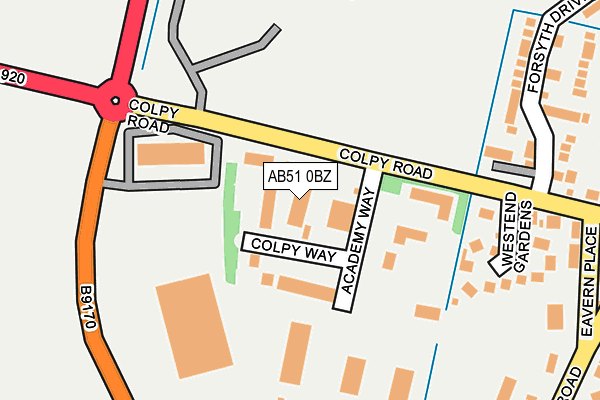 AB51 0BZ map - OS OpenMap – Local (Ordnance Survey)