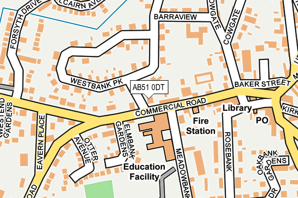 AB51 0DT map - OS OpenMap – Local (Ordnance Survey)