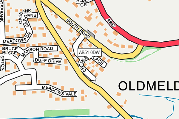 AB51 0DW map - OS OpenMap – Local (Ordnance Survey)