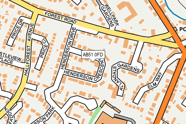AB51 0FD map - OS OpenMap – Local (Ordnance Survey)