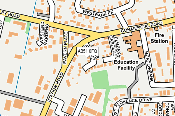 AB51 0FQ map - OS OpenMap – Local (Ordnance Survey)