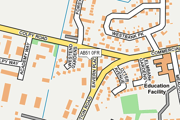 AB51 0FR map - OS OpenMap – Local (Ordnance Survey)