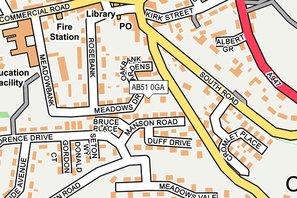 AB51 0GA map - OS OpenMap – Local (Ordnance Survey)