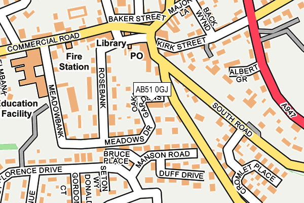 AB51 0GJ map - OS OpenMap – Local (Ordnance Survey)