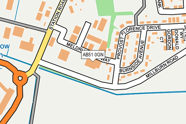 AB51 0GN map - OS OpenMap – Local (Ordnance Survey)