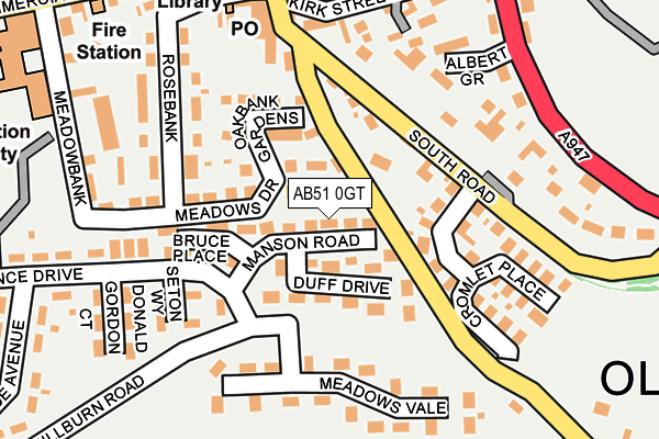 AB51 0GT map - OS OpenMap – Local (Ordnance Survey)