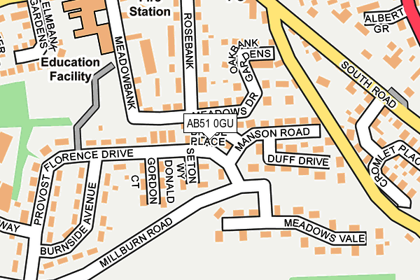AB51 0GU map - OS OpenMap – Local (Ordnance Survey)