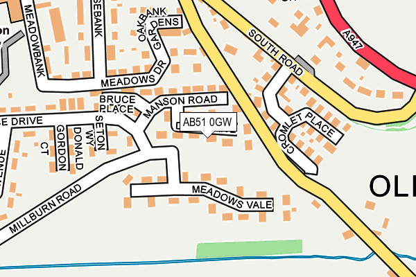 AB51 0GW map - OS OpenMap – Local (Ordnance Survey)