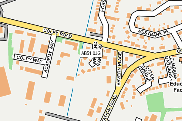 AB51 0JG map - OS OpenMap – Local (Ordnance Survey)
