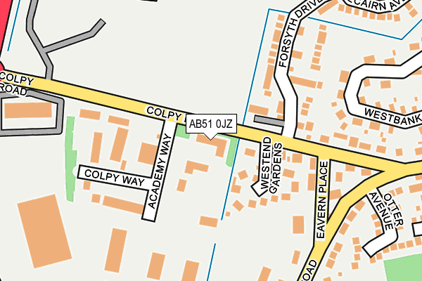 AB51 0JZ map - OS OpenMap – Local (Ordnance Survey)